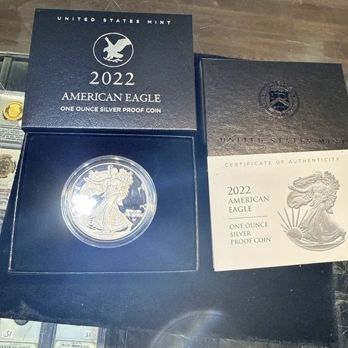 2022-W Proof $1 American Silver Eagle Box, OGP & COA