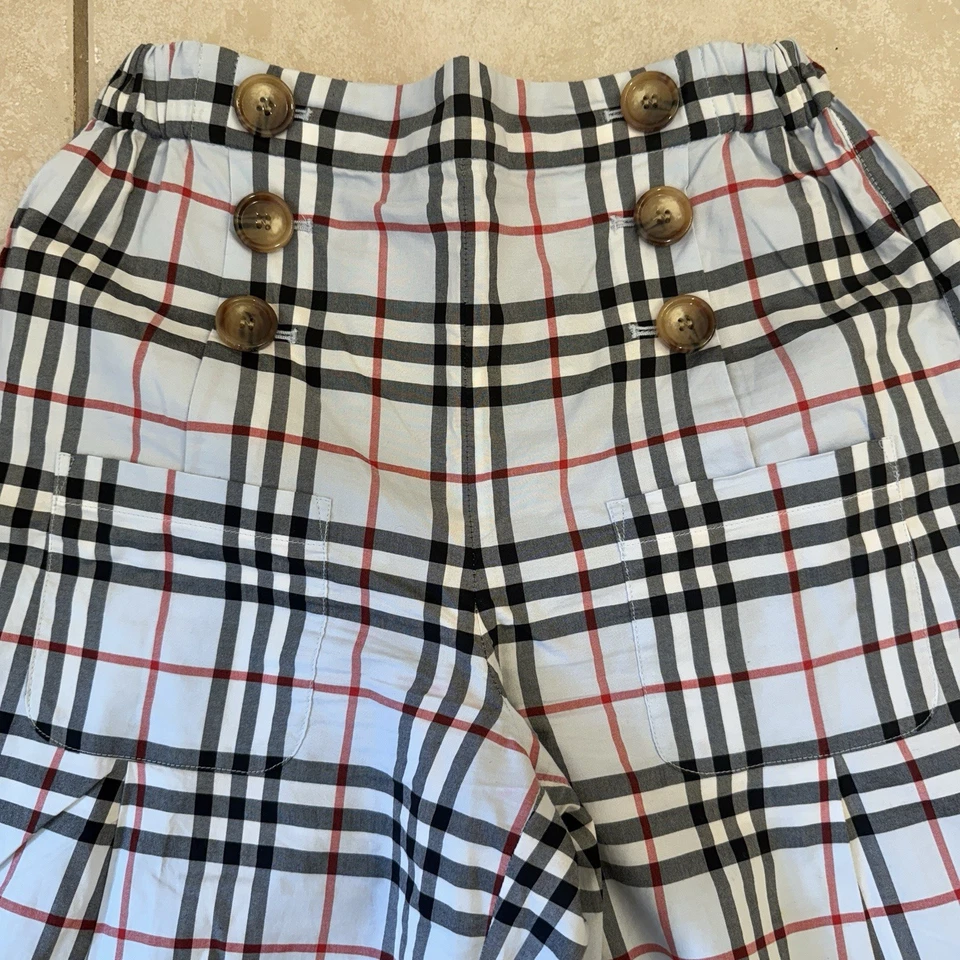 Calça marinheiro xadrez azul perna larga Burberry xadrez grande infantil/meninas/mulheres tamanho 14Y - Imagem 2 de 4