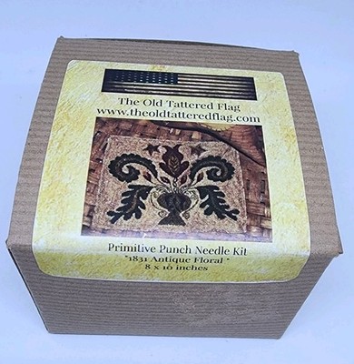 The Old Tattered Flag Primitive Punch Needle Kit ''1831 Antique Floral'' 8x10 Inch