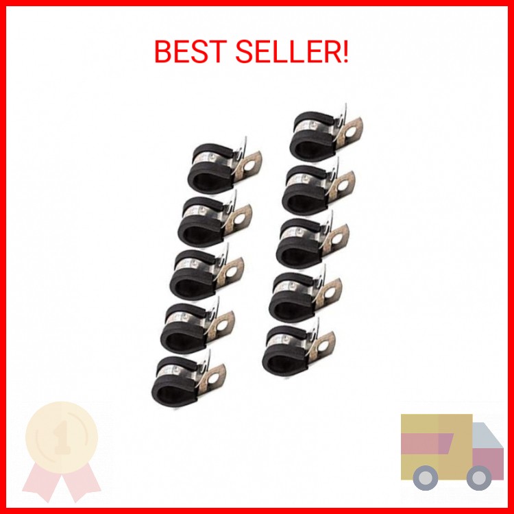 3/8 Inch Stainless Steel Fuel Line Tubing Clamps with Rubber Cable Mounting Hardware