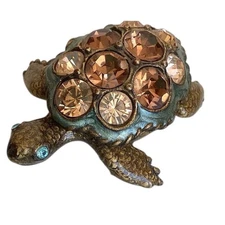 JAY STRONGWATER SMALL JEWELED ENAMEL TURTLE TRINKET RING PILL  BOX