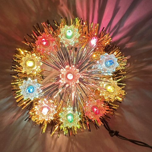 Topper albero di Natale stella rotonda illuminata lamina orpello oro argento vintage plug in - Foto 17 di 19