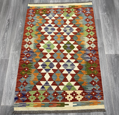 Vintage Kelim Traditionell Handgefertigt Orientalisch Wolle Kelim 3ft11inx2ft7i 124cmx82cm