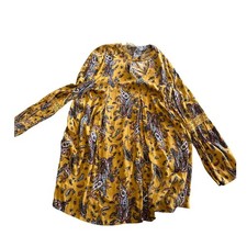 Altard State Dress Small Yellow Paisley Long Sleeve Boho Bohemian