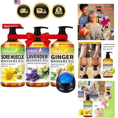 3 Pack Massage Oil for Massage Therapy,Sore Muscle Arnica Oil & Relaxing Lave...