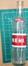Vintage NEHI Embossed Swirl Soda Bottle 10oz ACL Royal Crown Atlanta Georgia Vtg