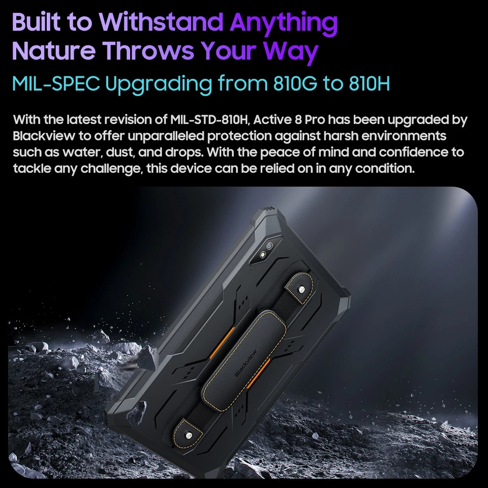 Blackview Active 8 Pro 10.4" Android 14 Tablet 22000mAh 16GB+256GB 4G T-Mobile - Image 4 of 4