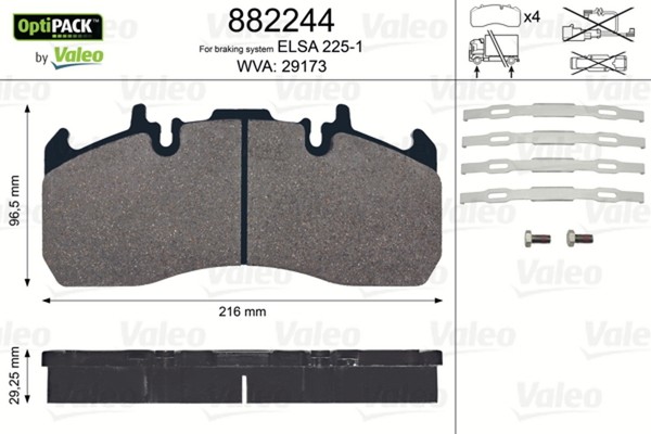 Valeo Bremsbelagsatz Scheibenbremse Optipack 882244 FüR FL FE Renault Volvo FM 2-image