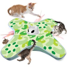 Interactive Cat Toys for Indoor Cats, Hide and Seek Moving Feather Toy for