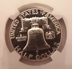 1955 NGC PF 66 FRANKLIN HALF *** SPOTLESS BLAST WHITE GEM - CAMEO REVERSE ***
