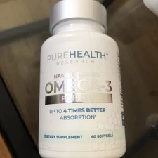 Pure Health Research Omega-3 Fish Oil NANO POWERED 60 Softgels 4x Better Absorp