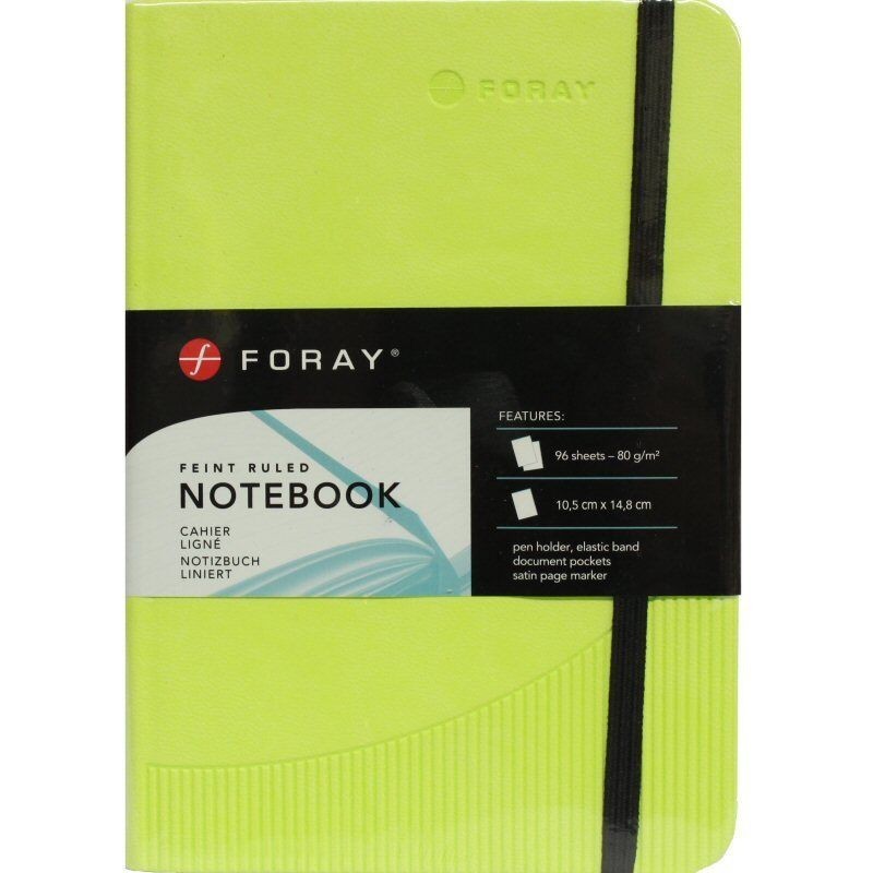 Foray Writing Notebook Lime Green Feint Ruled A6 80gsm Ivory Sheets