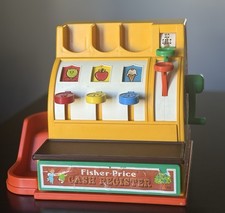 1974 Vintage Fisher Price Cash Register NO Coins Kids Pretend Play Learning Toy