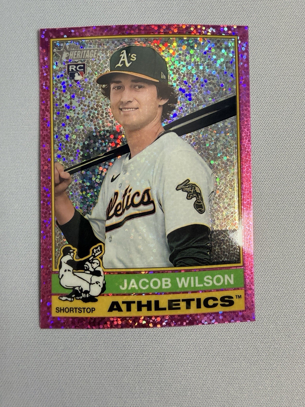 2025 Topps Heritage - Jacob Wilson #15 Chrome Pink Sparkle Refractor (RC)