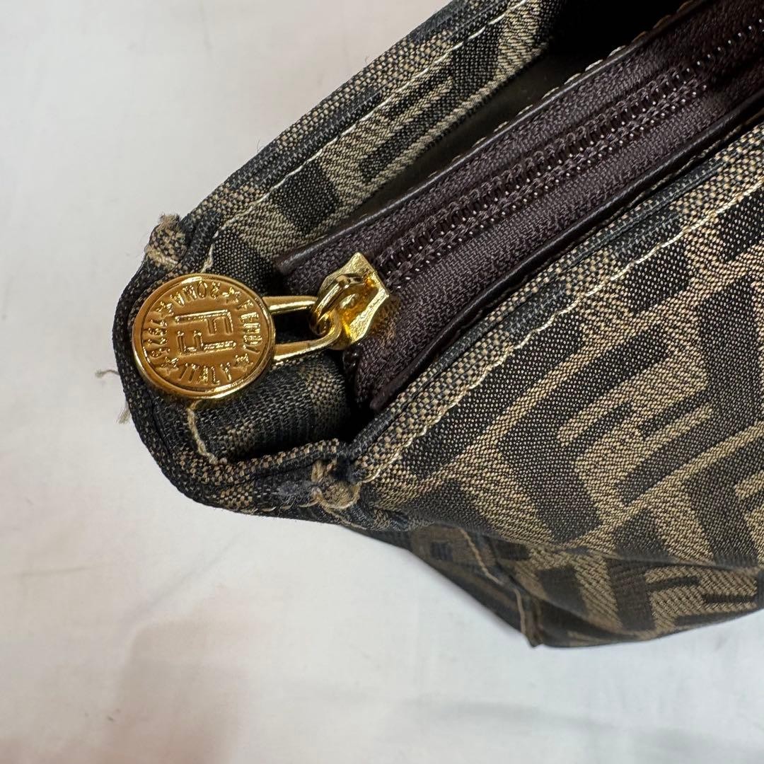 FENDI Canvas Leather Handbag Brown Zucca Gold Hardware Authentic Used From Japan thumbnail 9