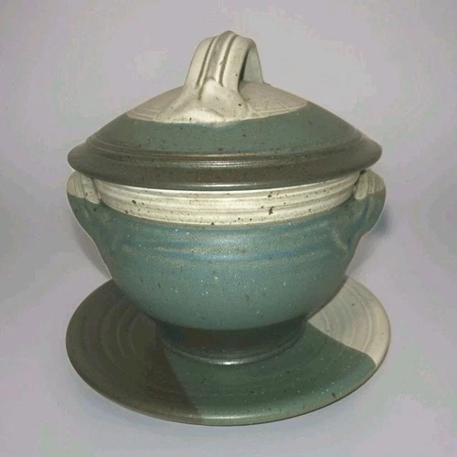 Paul Latos Studio Pottery Strainer Pot Serving Underplate Stoneware Centerpiece 