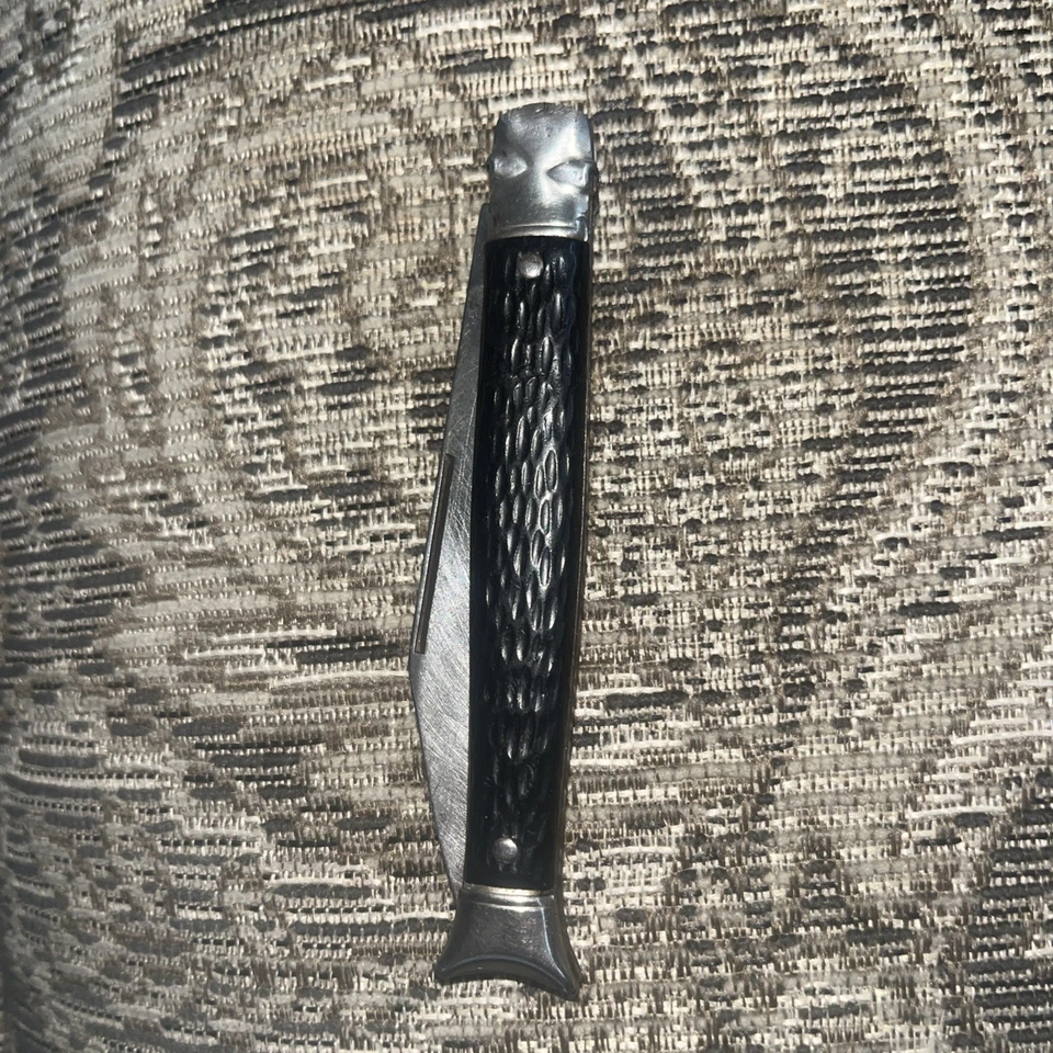 Cuchillo Plegable Vintage Colonial PROV.USA Stiletto Asas Negras Foto 4 de 4