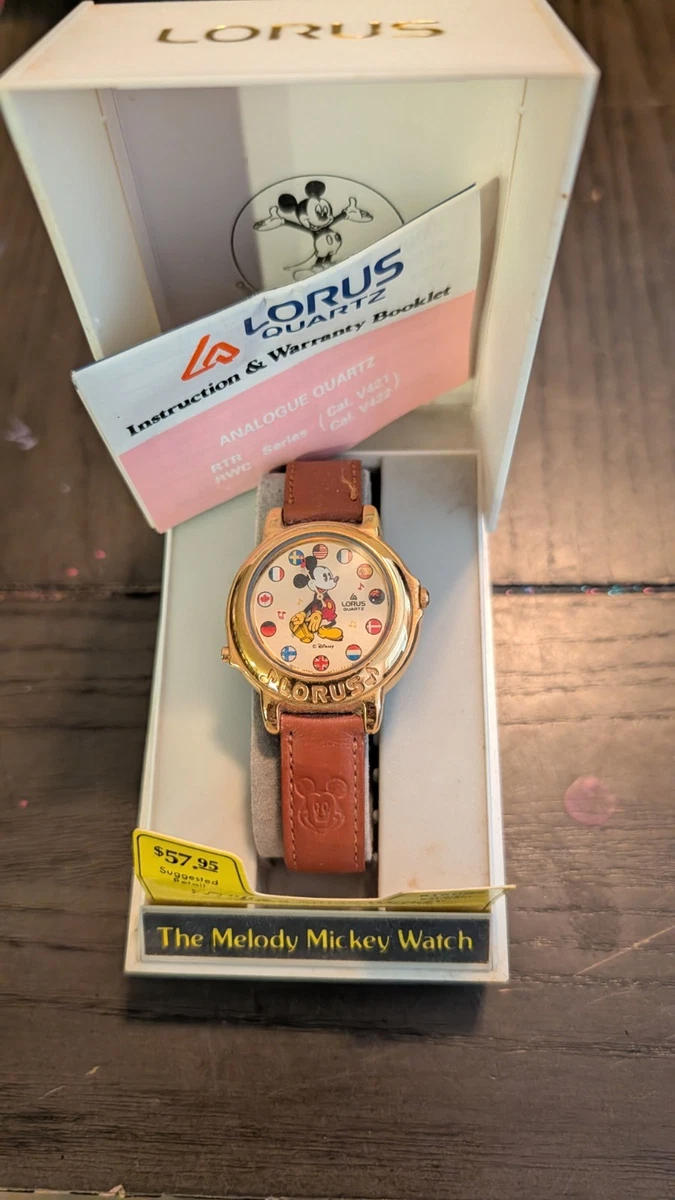 90s VTG Disney Musical Watch Women Lorus V421-0020 \