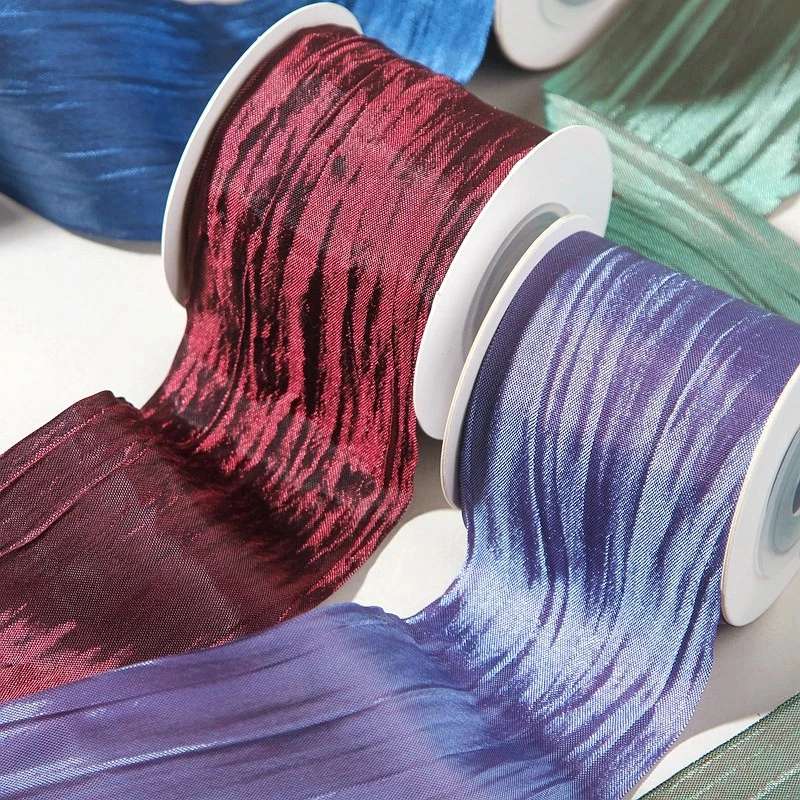 Cinta plisada de 1 yarda 5 cm hágalo usted mismo moño accesorio para el cabello regalo embalaje cinta correas Foto 4 de 4