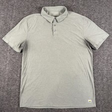 Vuori Polo Shirt Mens Large Gray Solid Jersey Performance Stretch Top Casual