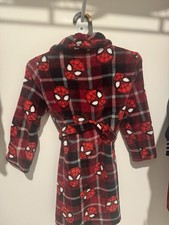 Spider-Man Boys Fleece Robe Hooded Belted Graphic Print Red Black Long Sleeve