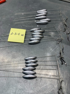 #ad 3 BOTTOM BOUNCERS 1 each 2 oz 3 oz and 4 oz made with .045 diameter wire $9.99