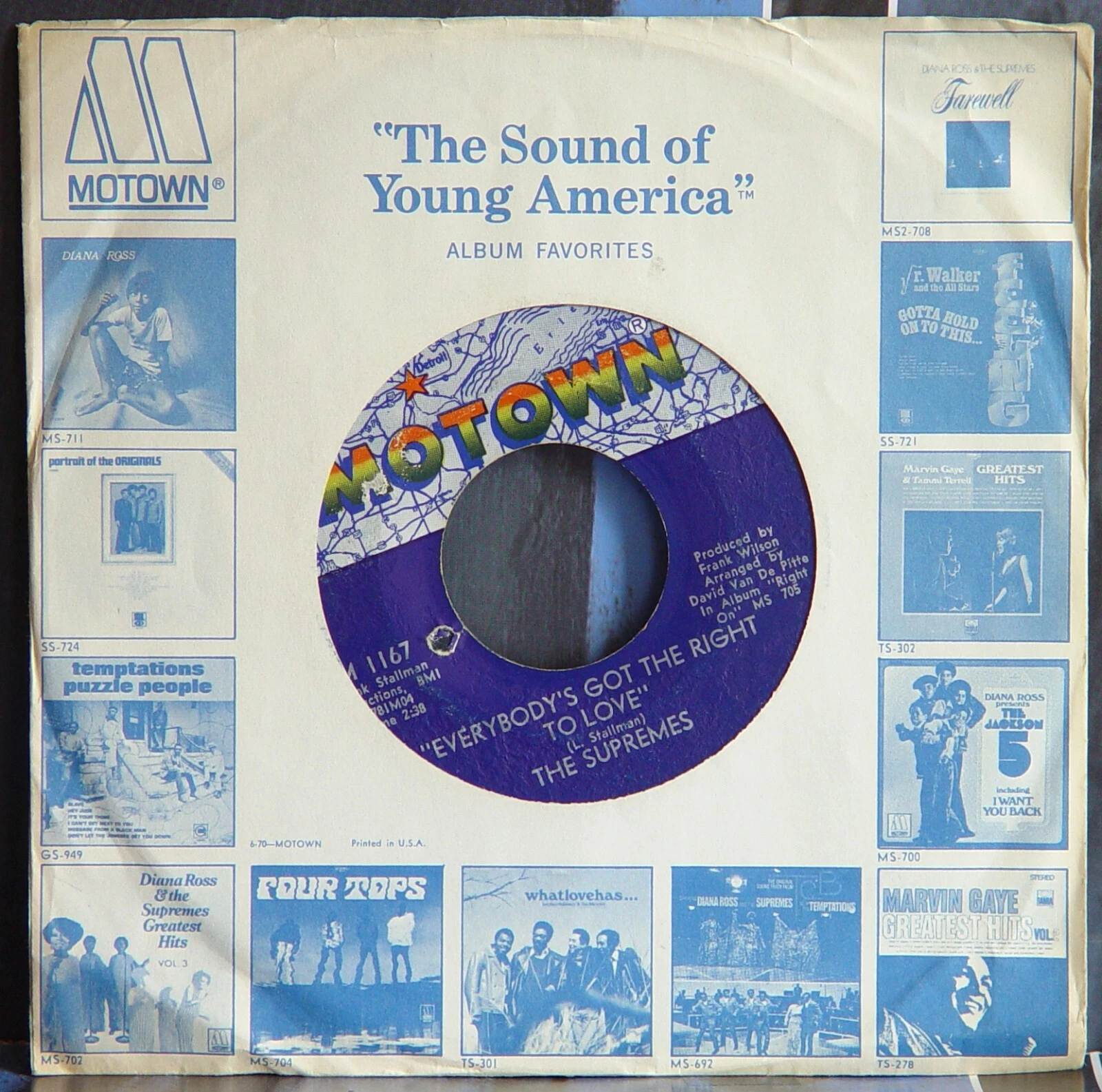 The Supremes 7 INCH: Everybody's Got The Right To Love 1970 Motown with Sleeve