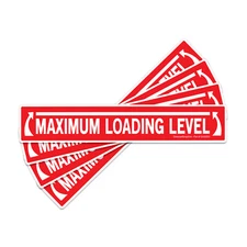 (4 Pack) Maximum Loading Level Laminated Sticker Decal Dumpster Safety Sign, Red
