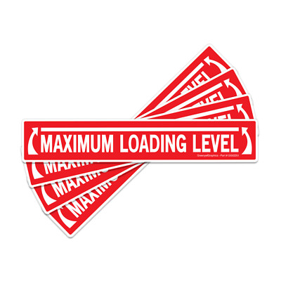 (4 Pack) Maximum Loading Level Laminated Sticker Decal Dumpster Safety Sign, Red
