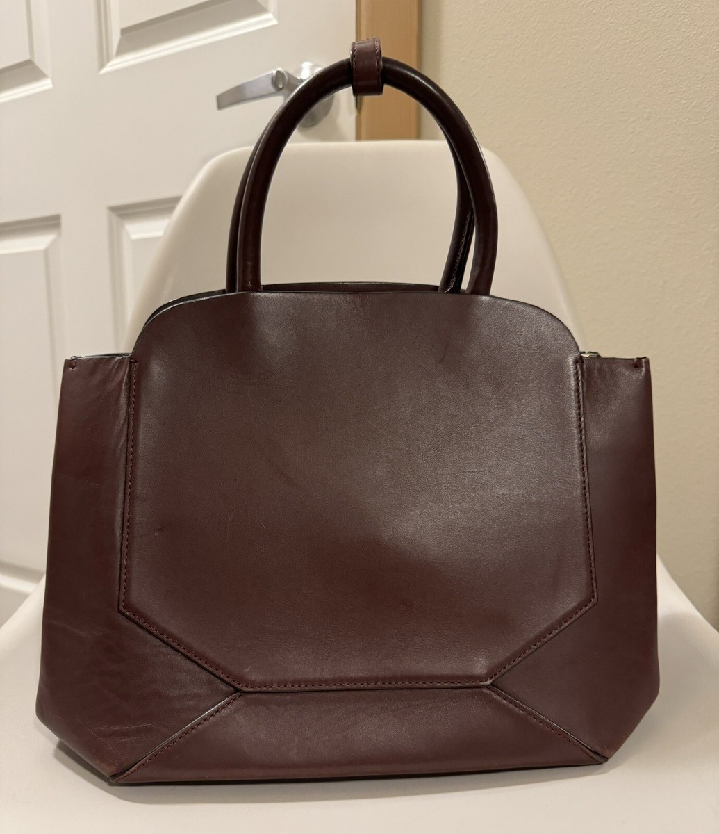 Auxiliary Leather Satchel Tote Handbag