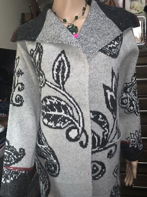 Maxsport Long Cardigan Gray Multi Florar Sweter Cost $298 Size S #3