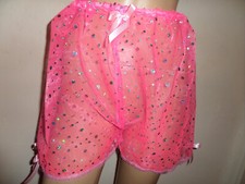 PINK SEQUIN tulle LACE TRIM FRENCH CAMI STYLE KNICKERS 30-46 WAIST