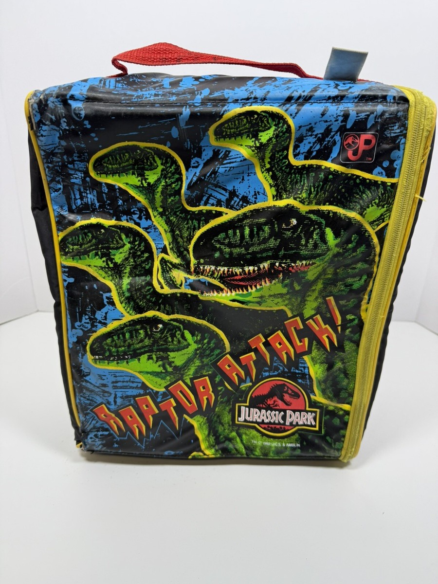 Vtg Retro Jurassic Park 1992 Raptor Attack Wiz Zoo Backpack School