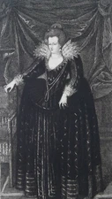 MARIE DE MEDICI Queen of France Wife of King Henri IV - 1883 Original Etching
