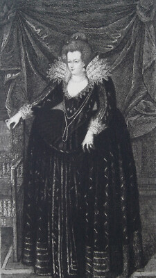 MARIE DE MEDICI Queen of France Wife of King Henri IV - 1883 Original Etching