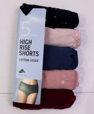 Ex M & S Ladies 5 Pack Cotton Lycra High Rise Shorts Briefs Midis Underwear - Image 1 of 4