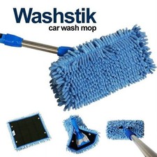 Car Truck RV Boat Washstik Microfiber Mop Wash Stik Kit Telescopic Pole w/ Cover