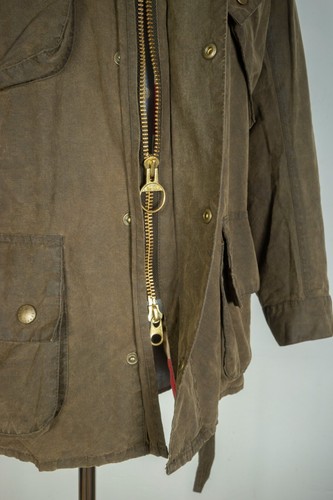 -Giacca uomo Barbour Washington Steve McQueen cera marrone biker con cintura taglia XL - Foto 7 di 14