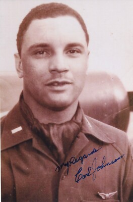 Carl C. Johnson Signed Autographed 4x6 Photo WWII  Last Tuskegee Airman Pilot