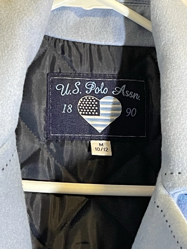 Us Polo Assn Blue Peacoat Wool Blend Hooded Size 10/12 Women’s - Image 2 of 4