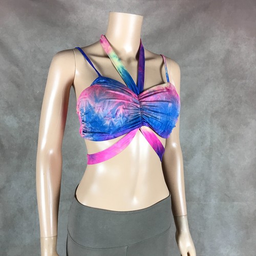 Colorful Tie Dye Padded Wrap Around Bikini Top Size 6 Medium - Picture 5 of 10