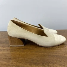 Colico Evert Block Heel Loafer Ivory Neutral Quiet Luxury Leather Suede 36