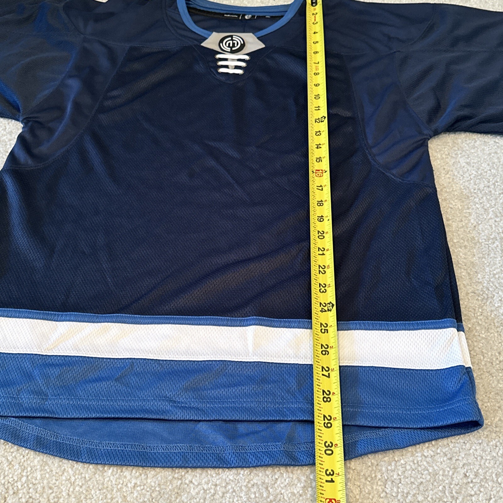 Winnipeg Jets Colors Blank Monkey Hockey Jersey Size Juniors Goal Cut GC Blue