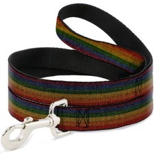 Dog Leash Burlap Texture Rainbow 6 Feet Long 1.0 Inch Wide