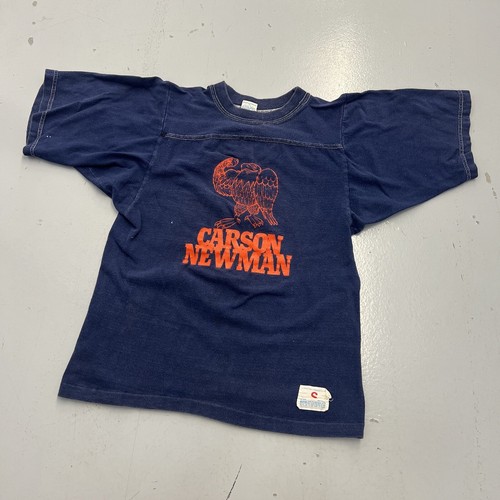 Vintage 60s 70s Champion Carson Newman University Blue Shirt Adult Size Small - Picture 2 of 17