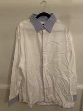 UGLEE SHIRT MENS NEW WHITE  BLUE COLOR COTTON SHIRT WITH FRENCH CUFFS