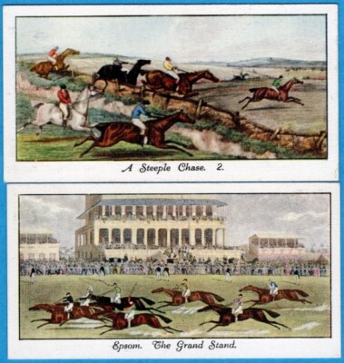 111/426 SAMMELBILDER PFERDE EPSOM THE GRAD STAND + A STEEPLE CHASE