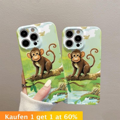 Cute Monkey Pattern Phone Case For iPhone 16 15 14 Pro Max Plus 13 11 12 Cover