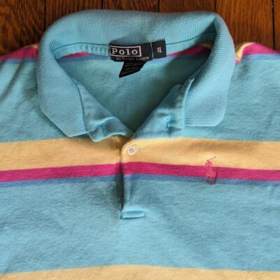 トップス 80s polo ralph lauren cooton kinit polo Polo Ralph Lauren Polo Shirt VTG 80s 90s Orange with Green Red