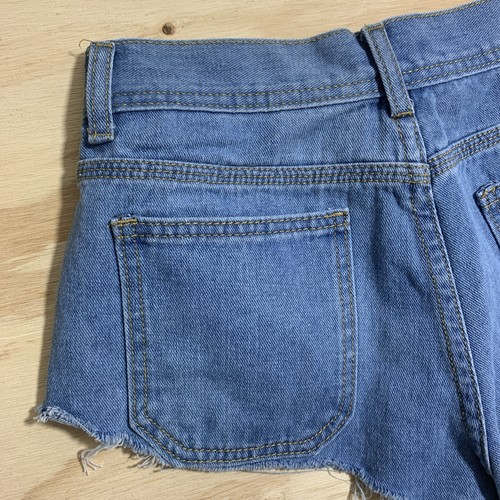Valley Girl Denim Shorts Womens 8 Blue Cotton Blend Cut Off Mini Distressed Fray - Picture 10 of 18